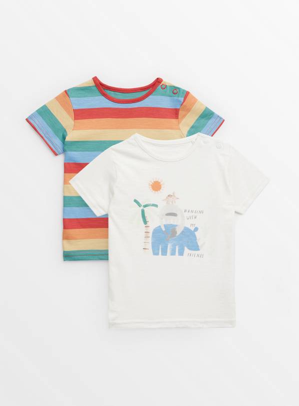 Safari & Stripe T-Shirts 2 Pack 12-18 months